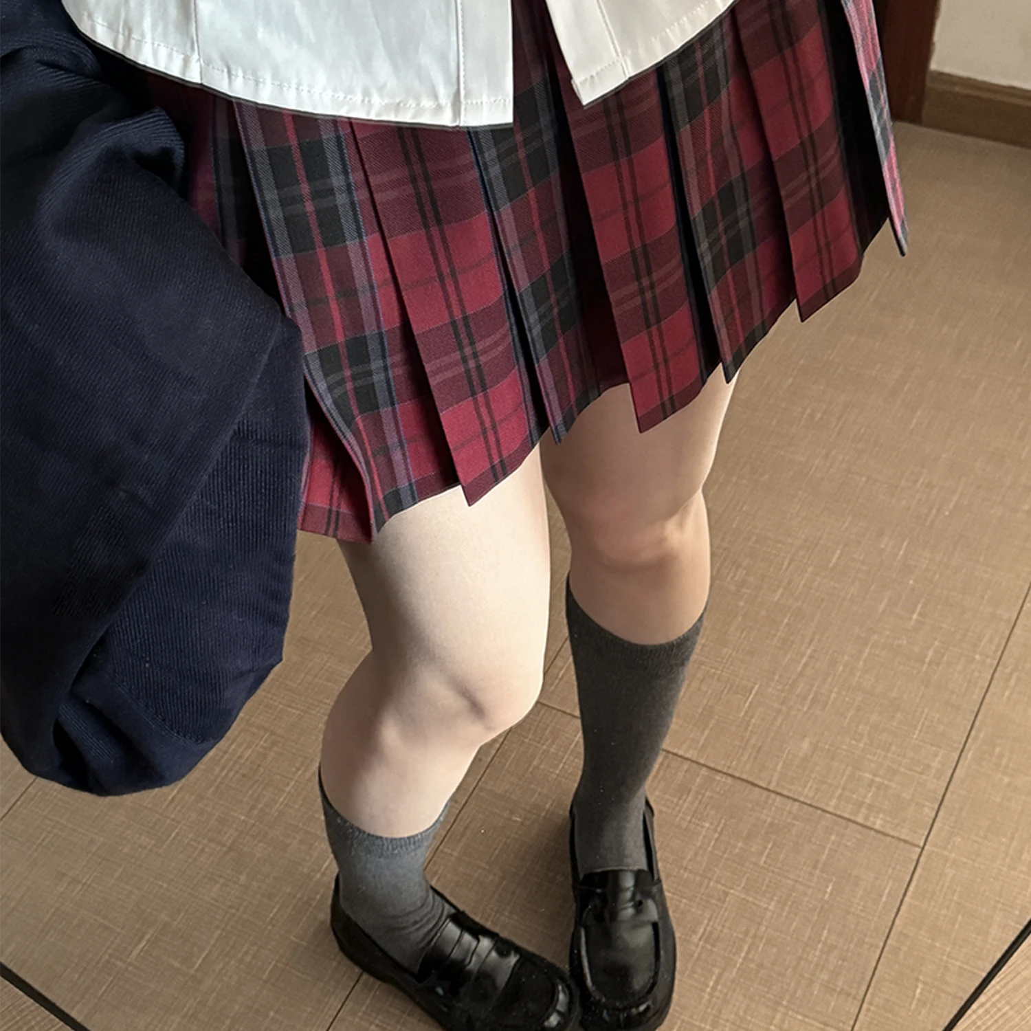 

Original A-Line Gingham Skirt by Hua Qian Zhi High Waist Polyester Red Gingham JK Uniform Style Casual Women's Skirt