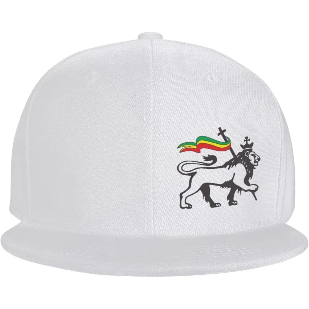 Rasta Lion of Judah Flat Brim Baseball Cap Men's and Women's Adjustable Hat Black