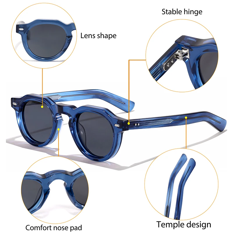CATERSIDE Acetat-Sonnenbrille für Herren, polarisiert, kleiner Rahmen, hochwertige Sonnenbrille für Damen, Party, Reisen, Outdoor-Brille – Detail 5
