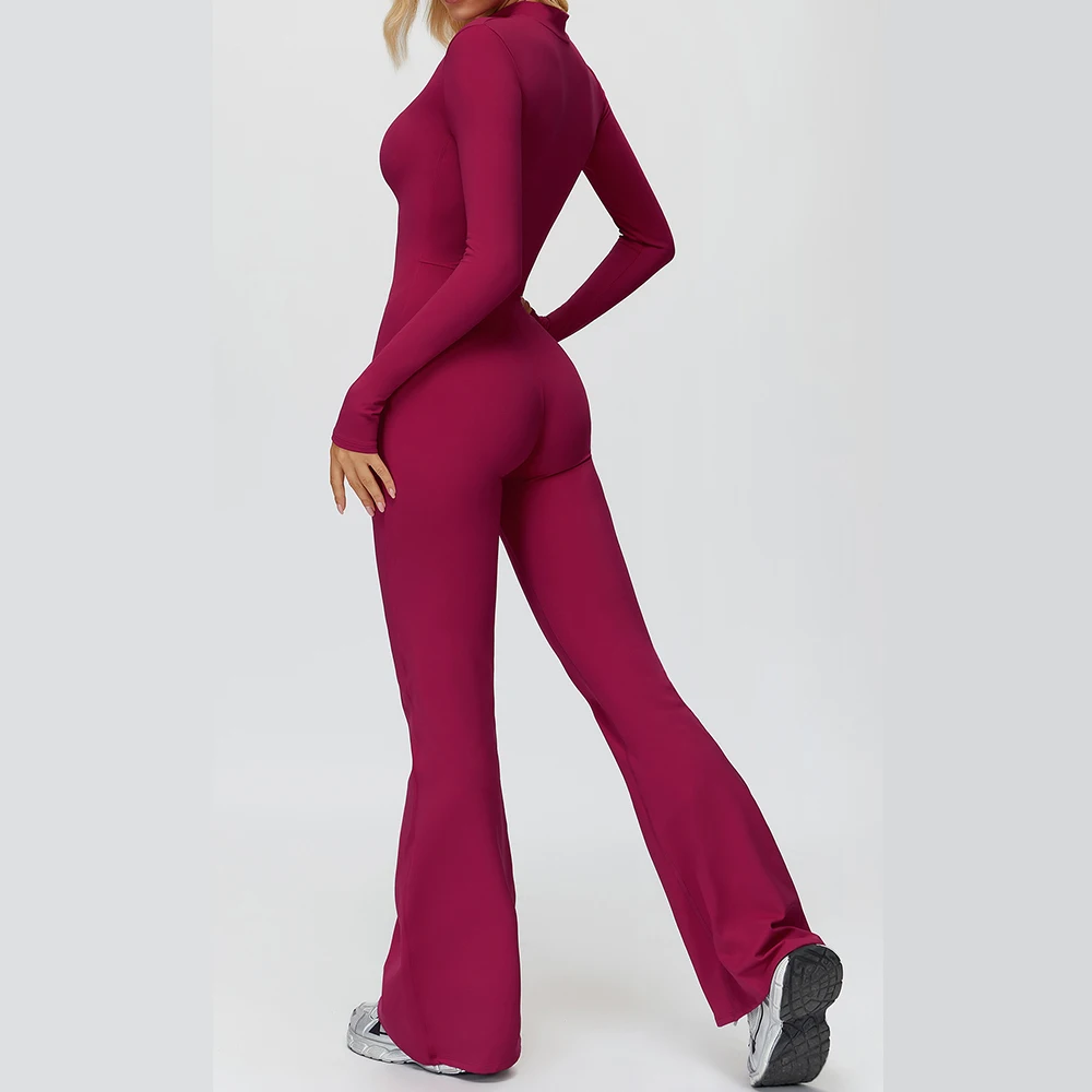 Winter Yoga Suit Gym Set Women Tracksuit Thicken Sportswear Zipper Fitness Long Sleeved Sports Jumpsuit Push Up Workout Clothes image 5