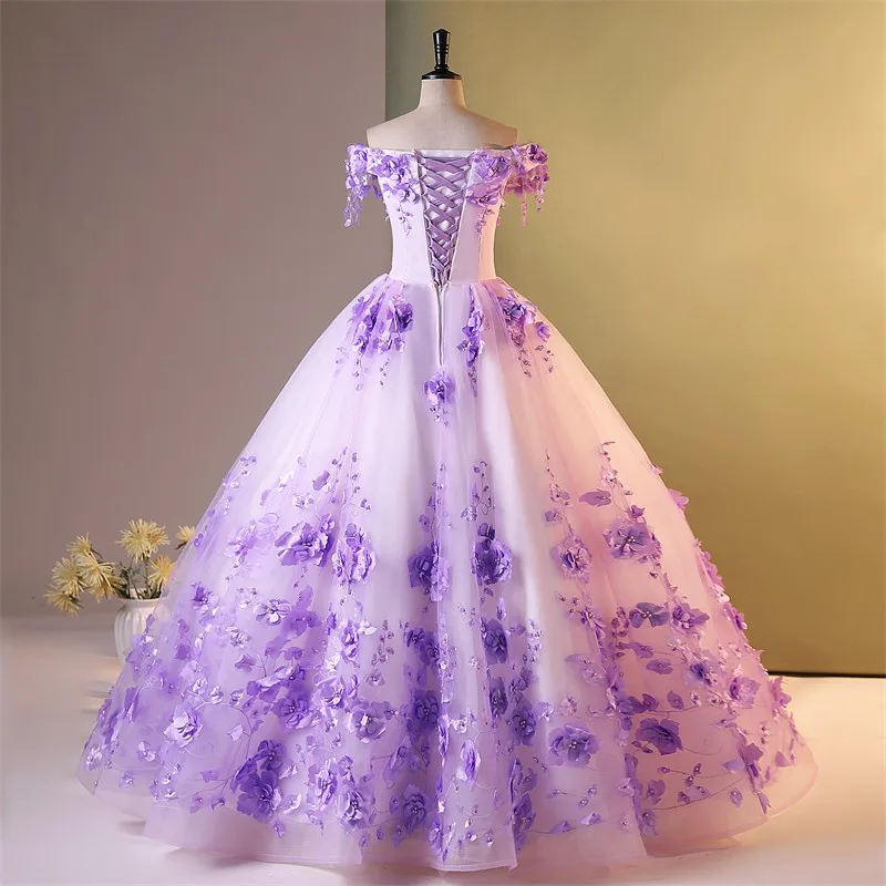 Luxury Party Dress 2024 New Sweet Flower Formal Gown Elegantcourt Train Boat Neck Bespoke Occasion Dresses Prom Dresses