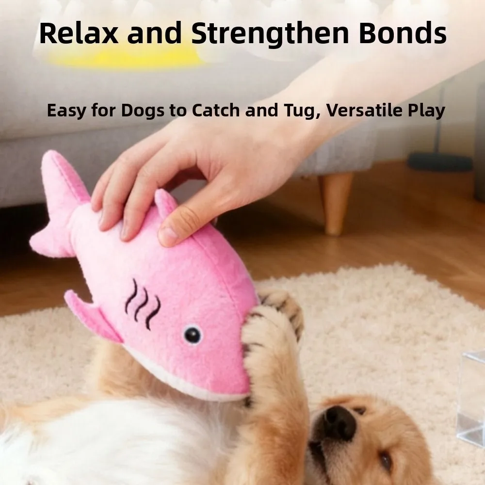 

Simulated Shark Squeaky Dog Toy Bite-resistant Creative Cleaning Tooth Chew Toy Portable Soft Pet Chew Plush Toy Puppy