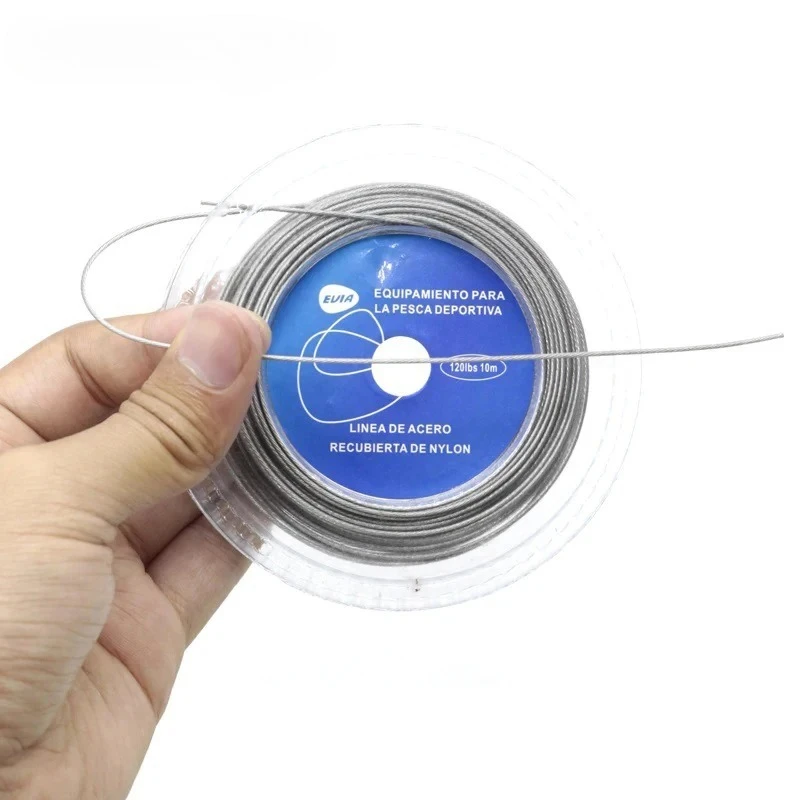 10LB-200LB Stainless Steel Fishing Line, 10M 7 Strands Nylon Coated High Strength Lure Leader Wire for Saltwater