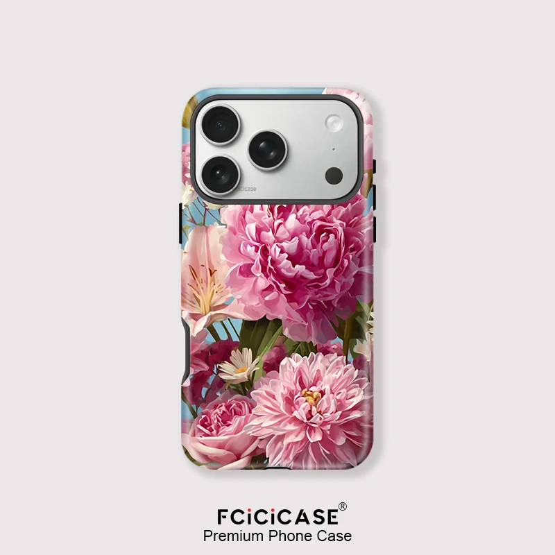 حافظة هاتف Fcicicase غير لامعة لهاتف Magsafe لهاتف iPhone 17 Air 16 15 14 Pro Max 12 11 13 أكريليك 2 في 1 مغناطيسي غير لامع على شكل زهرة Funda #1