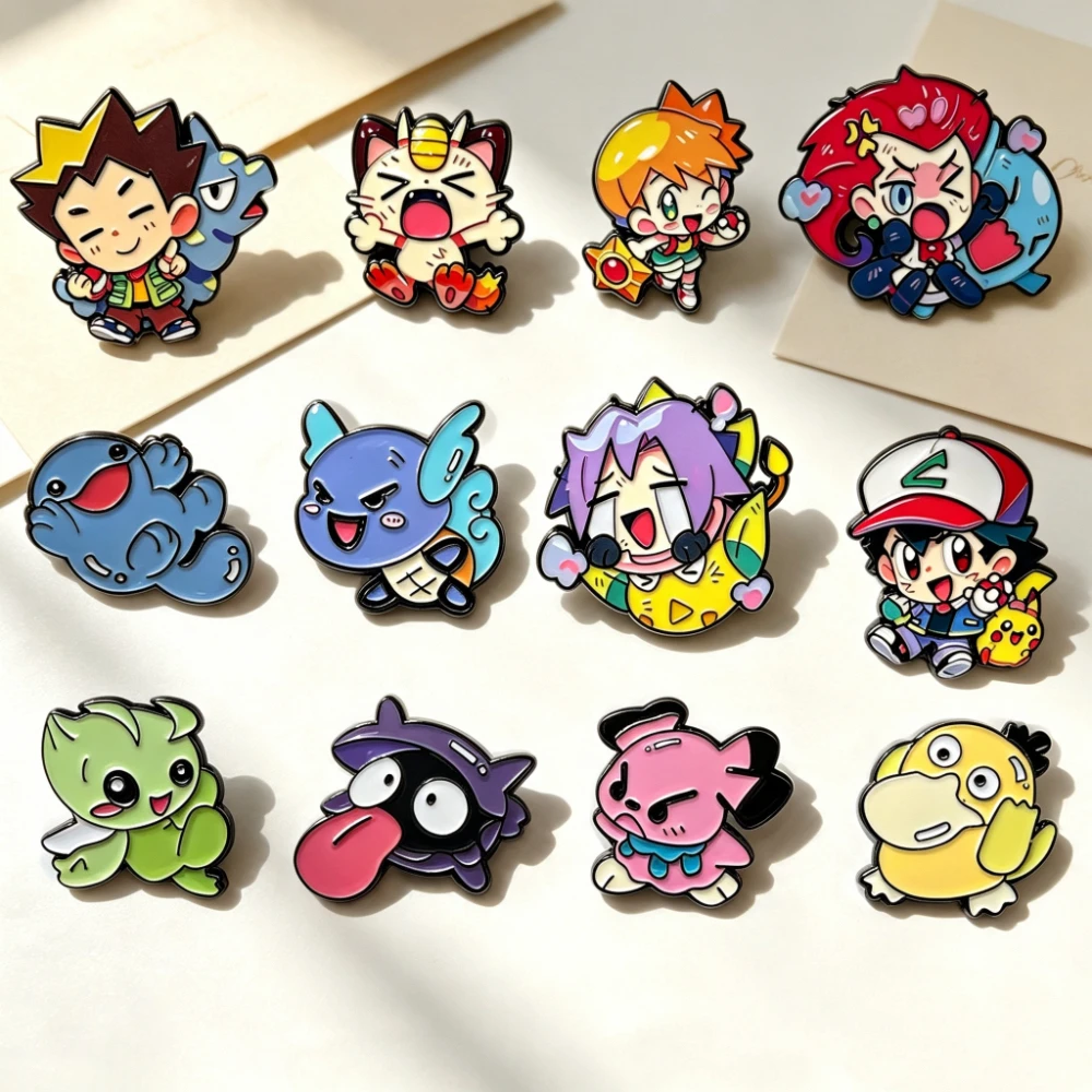 12Pcs Anime Cute Elf Creature Metal Badges, Colorful Enamel Lapel Pins for Clothes Bags, Nice Collectible Gifts