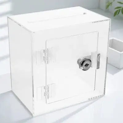 

Acrylic Donation Box Lock Clear Fundraising Suggestion Ballot Complaint Letter Box Public Voting Storage