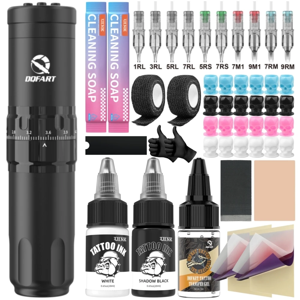 DQFART T1Pro Electric Wireless Tattoo Machine Set Alloy Professional Tattoo Artists Tattoo Ink Use For Human Skin Tattoo Needles