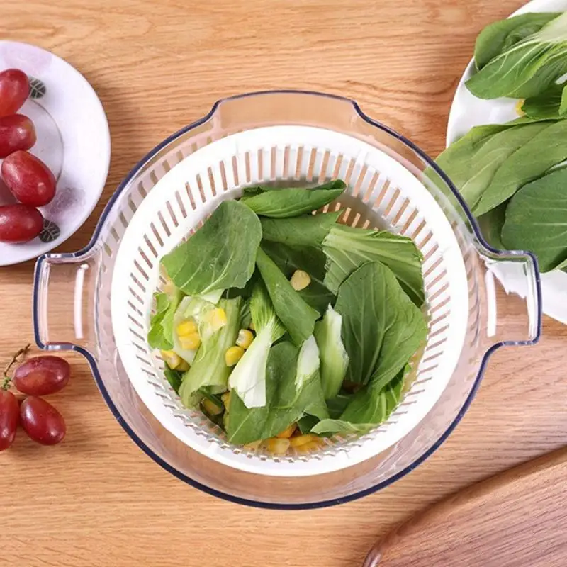 Vegetables Salad Spinner Lettuce Leaf Vegetable Dehydrator Greens Washer Dryer Drainer Crisper Strainer For Washing Drying Leafy