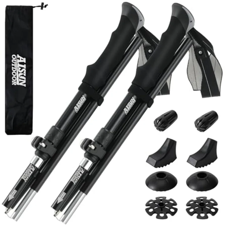 

AISUNOURDOOR Lightweight Adjustable Trekking Poles, Aluminum Collapsible Travel Hiking or Walking Sticks for Women,with One Dis