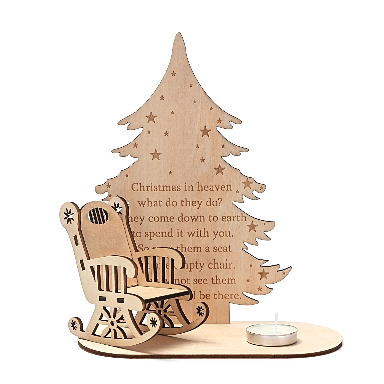 Christmas candle  display - rocking chair -rustic - xmas - memory - decoration -decor - rememberance - fami