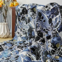 Blue and Black Color Gold Silk Ink Style Yarn Dyed Jacquard Fabric Women's Cheongsam Dress Decorative Sewing Fabric 50cmx150cm