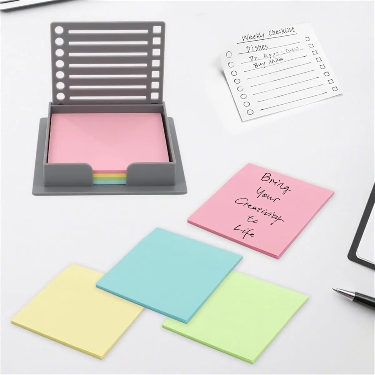 Best of 2026 4PCS Sticky Note Stencil and Holder,Reusable Sticky Note to Do List Stencil,3x3 Inches for Precise Planning