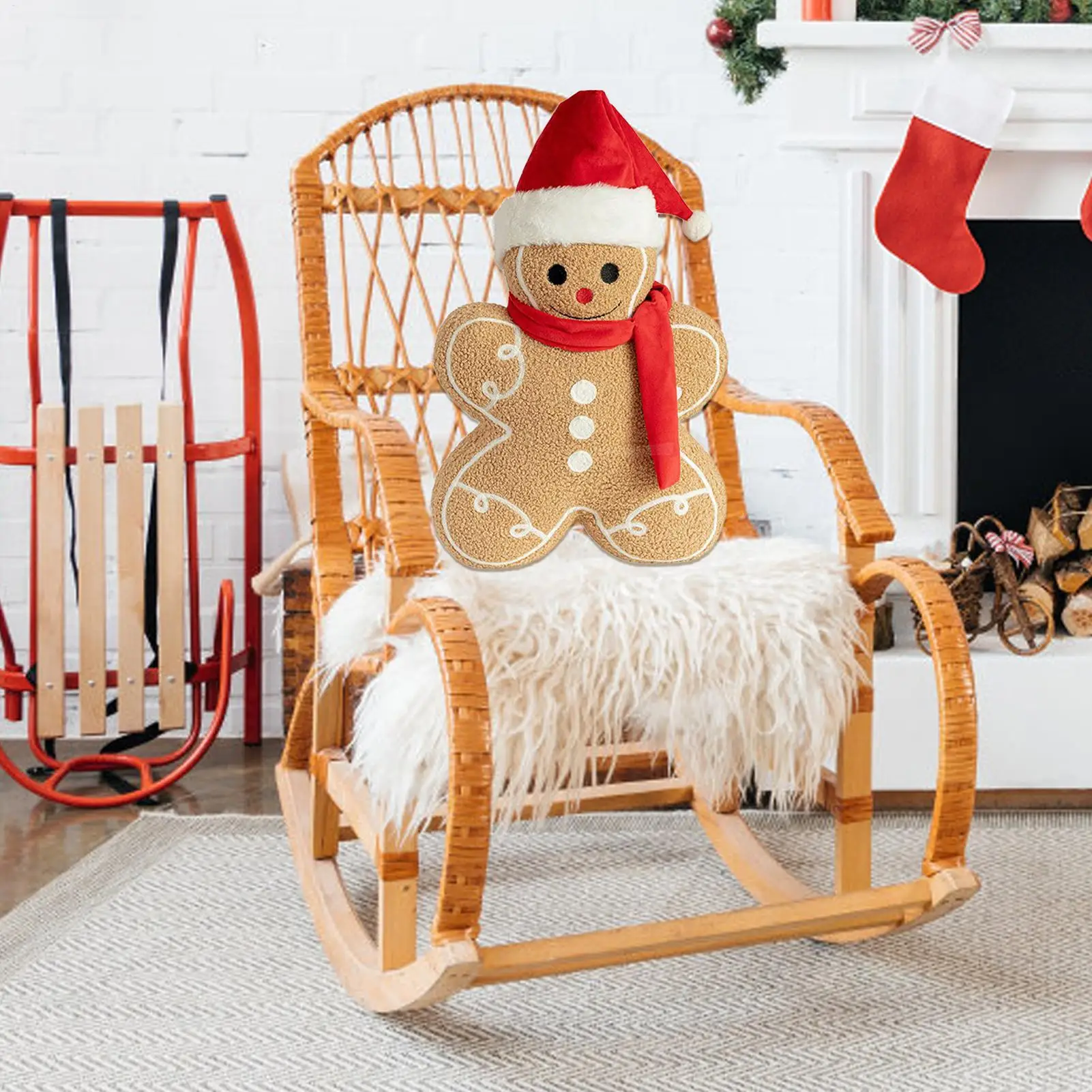 

Plush Gingerbread Man Gingerbread Throw Pillow Cute Desktop Ornament Christmas Decor For Holiday Home Festive Display Sofa