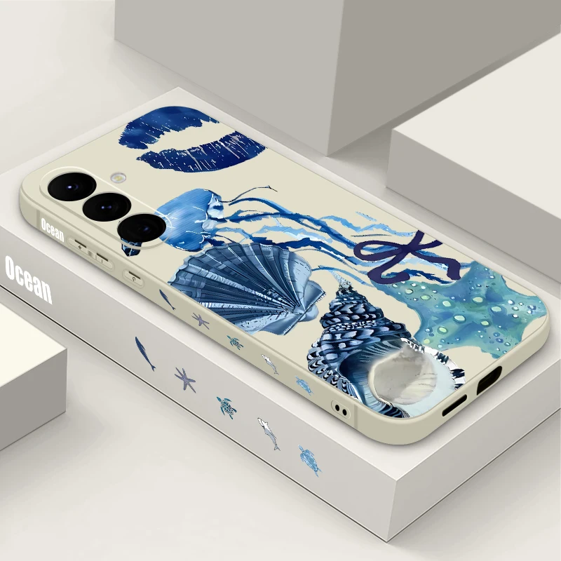 Quallen Conch Print Handyhülle für Samsung Galaxy S25 FE S24 S22 S23 Ultra S23 Plus A56 A17 A16 A36 A55 A54 A15 5G Soft Cover