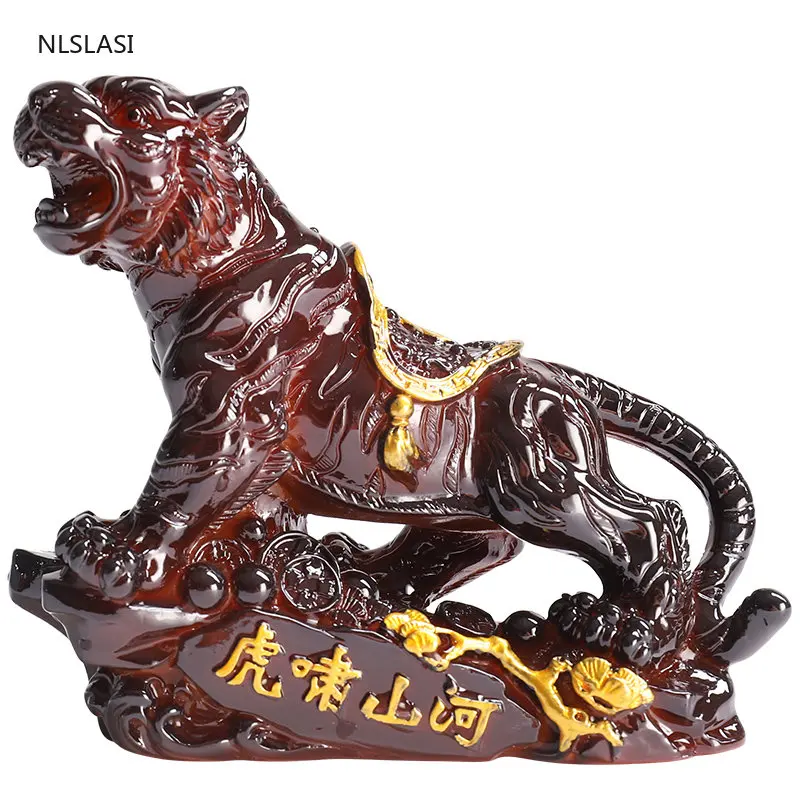 Resin tiger trinkets attract wealth, change color pet tea set accessories model 12x10x5cm