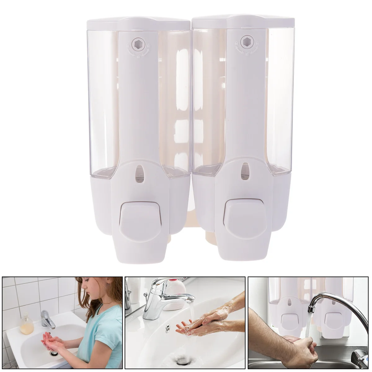 1 قطعة حاوية الصابون المثبتة على الحائط موزع الصابون اليدوي ABS شامبو المغذية دش الحمام سعة كبيرة #4