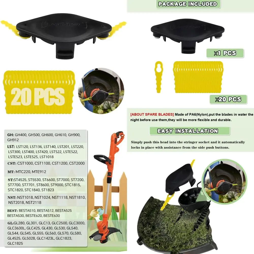 شفرات بكرة سريعة التحميل المطورة لموديلات تشذيب سلسلة بلاك ديكر GH900، GH600، LST522، LCC140