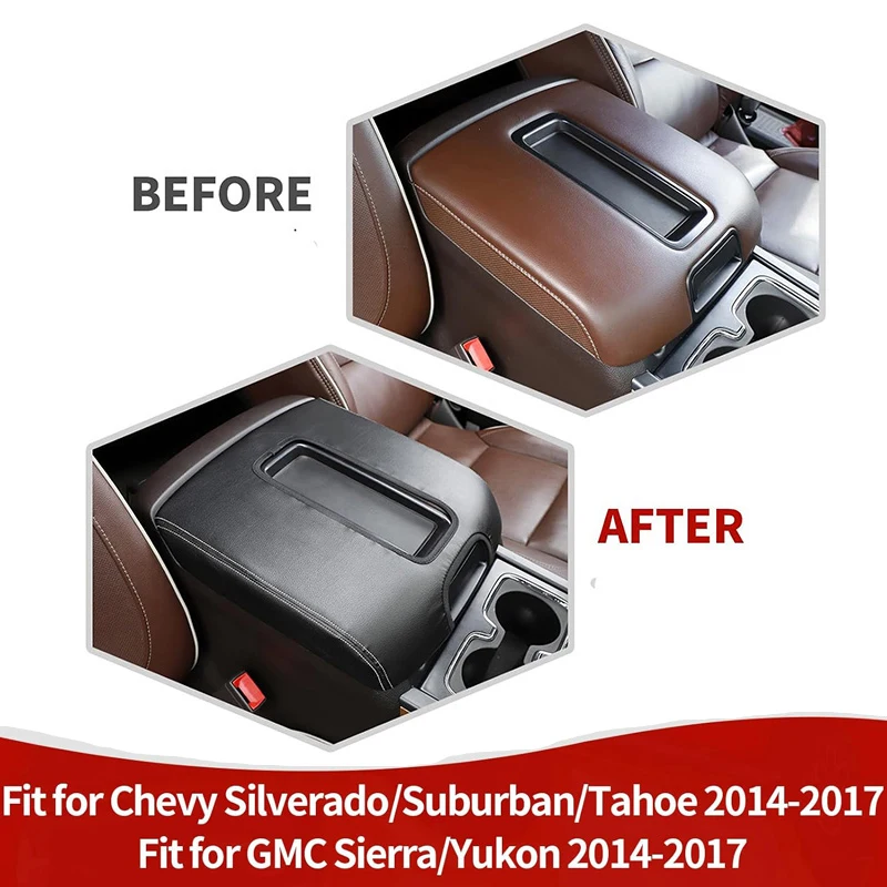 For Chevy Silverado/Suburban/Tahoe 2014 2015 2016 2017 Car Center Console Armrest Box Leather Protection Cover Pad Accessories