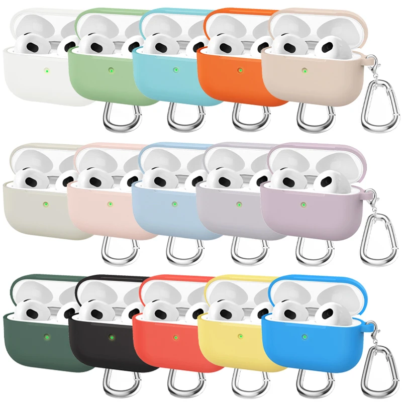 Silicone Case For Airpods 3 Luxury Wireless Earphones Protective Cover Anti-drop Housing For AirPods 3rd gen With Hook Accessors