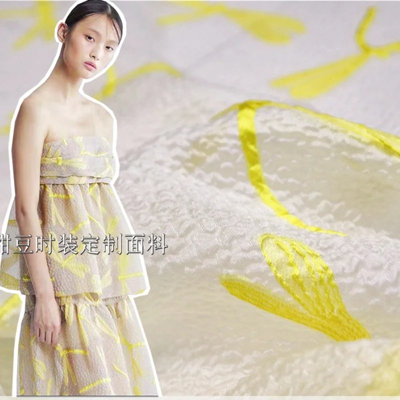 

Yarn Dyed Organza Jacquard Fabric Small Dragonfly Dress in Spring Summer Clothing European Brand Fashion Design for Sewing Cloth