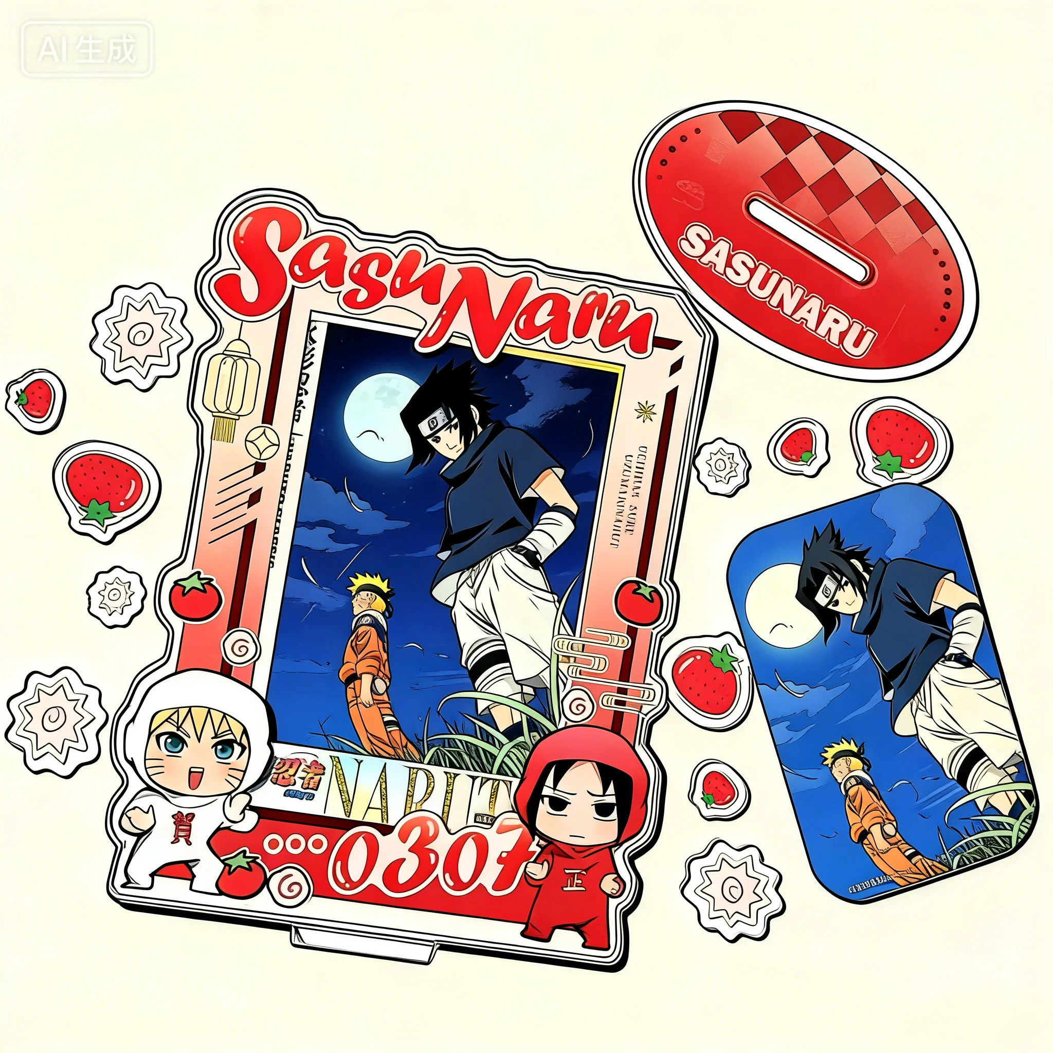 Expositor Acrílico para Tarjetas de NARUTO, Marco de Fotos de Uzumaki Naruto y Uchiha Sasuke, Colección de Artículos de Anime, Decoración de Escritorio, Regalo para Amigos