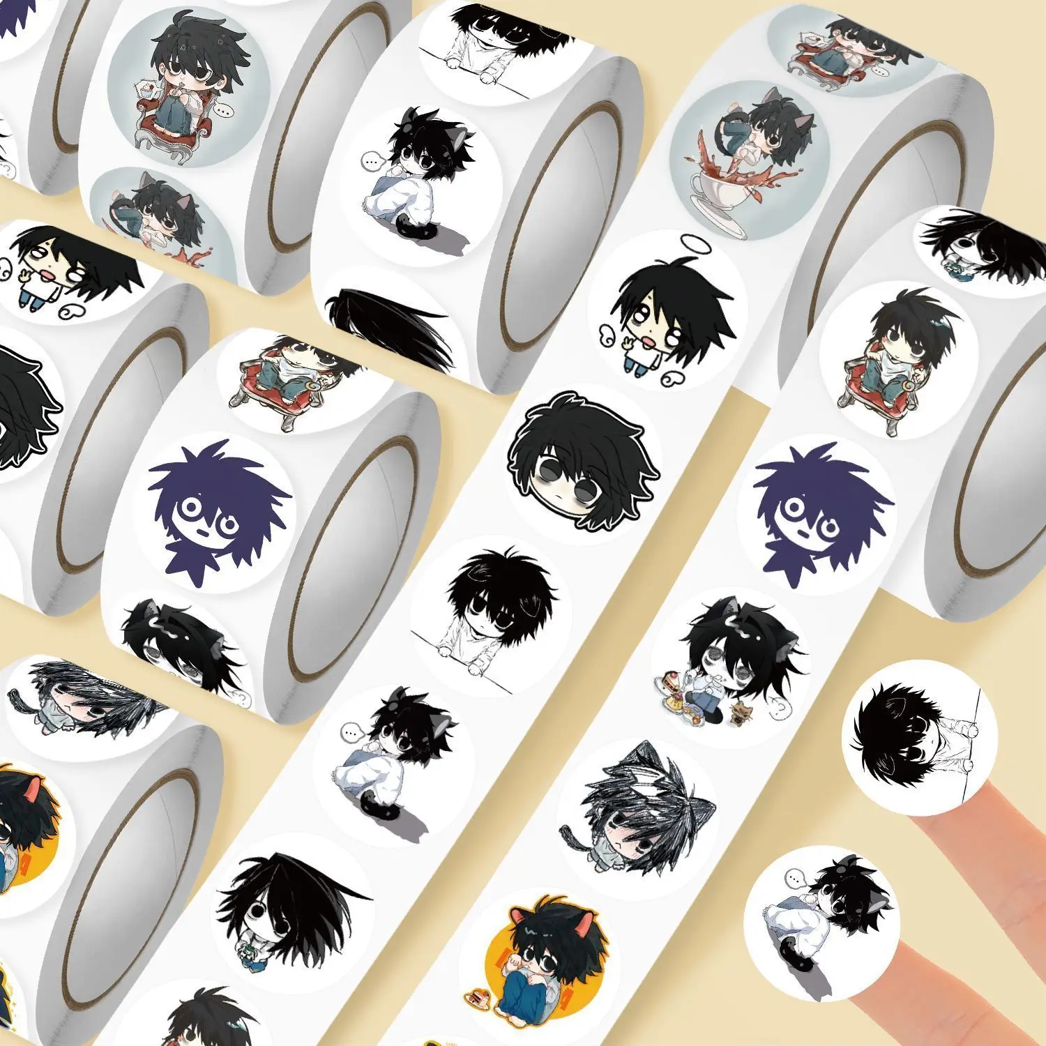 Pegatinas en Rollo de Death Note Versión L Q, 2000 Hojas, Lindas Pegatinas Decorativas de Anime Lawliet, Adorno de Venta Caliente