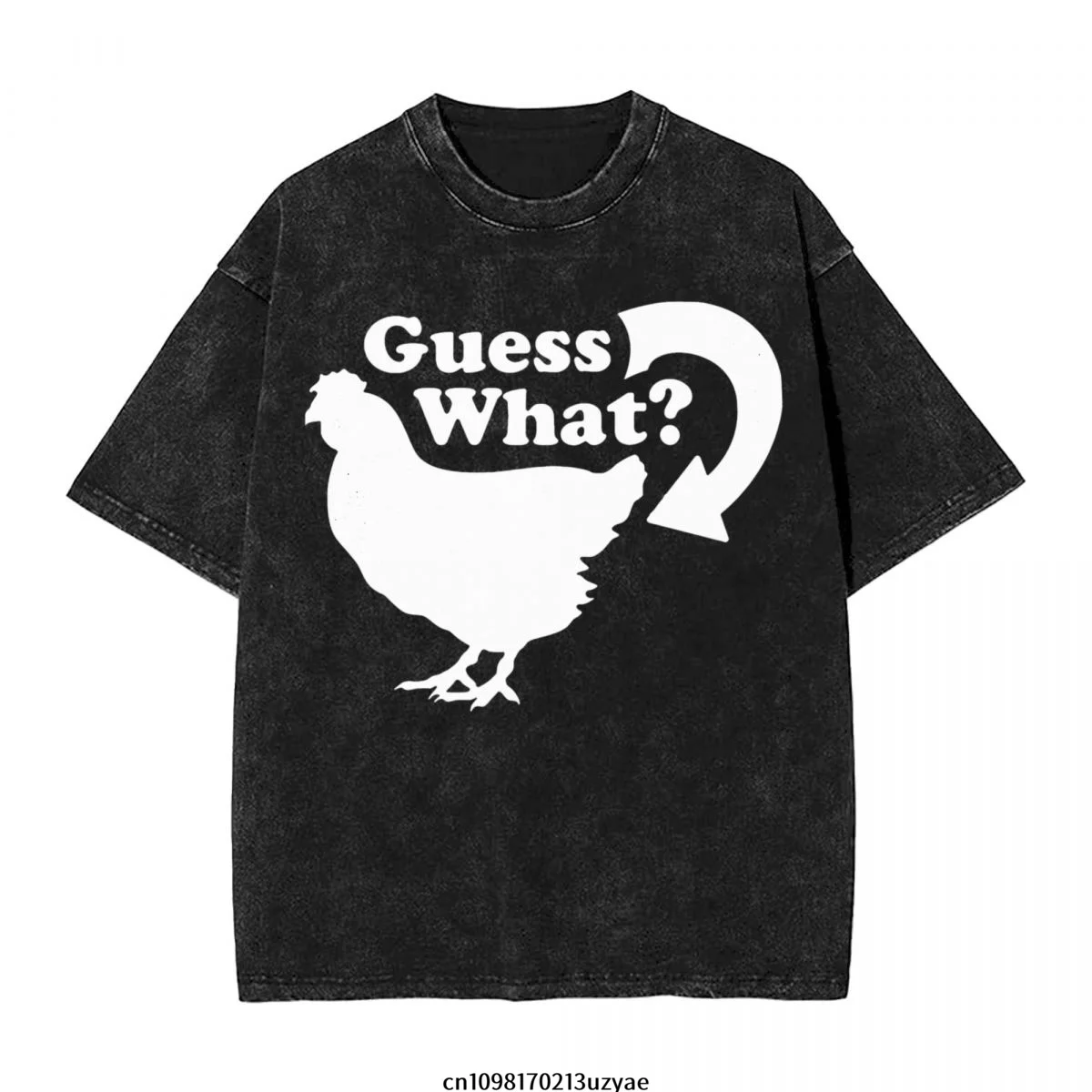 

Guess What Chicken Butt Graphic Men's Vintage Cotton Short Sleeve T-Shirt Summer Hip Hop Tee shirt