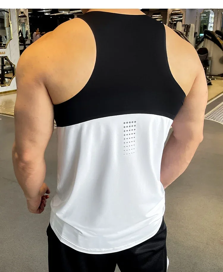 Men\'s Gym Jogging T-Shirt Fitness Muscle Tights Bodybuilding Training Clothing Marathon Running Tank Top Mesh Breathable Tee