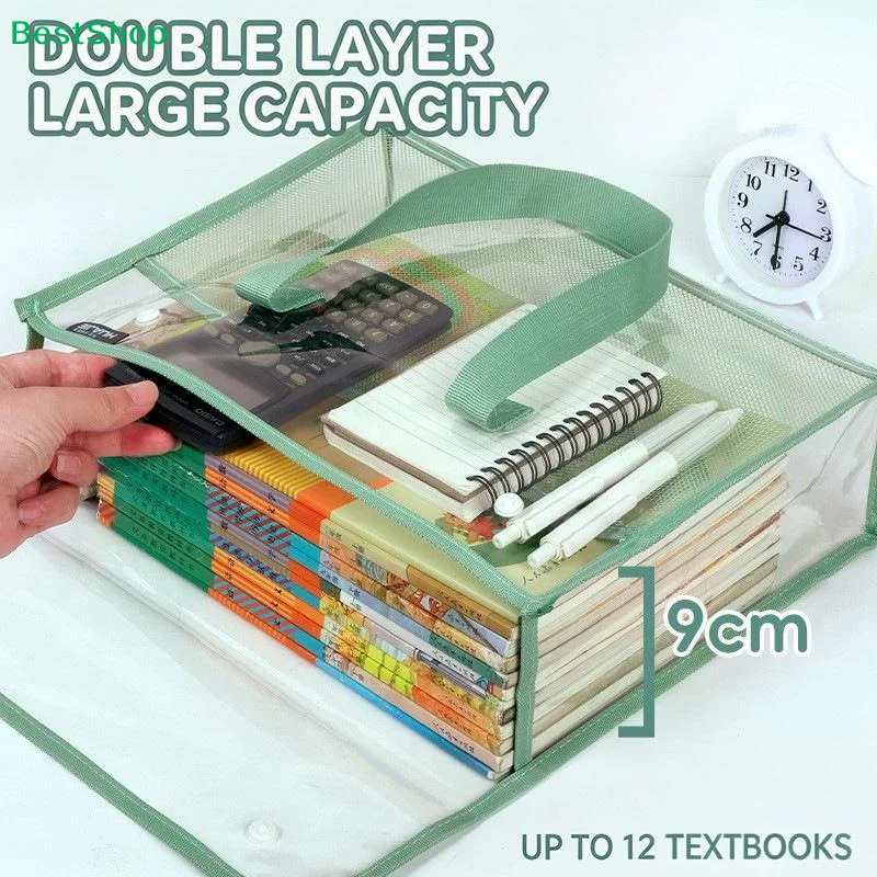 〔Q〕1Pcs Waterproof PVC Transparent Handbag Large Capacity Portable Bag Transparent File Bag Office Supplies For Daily Use