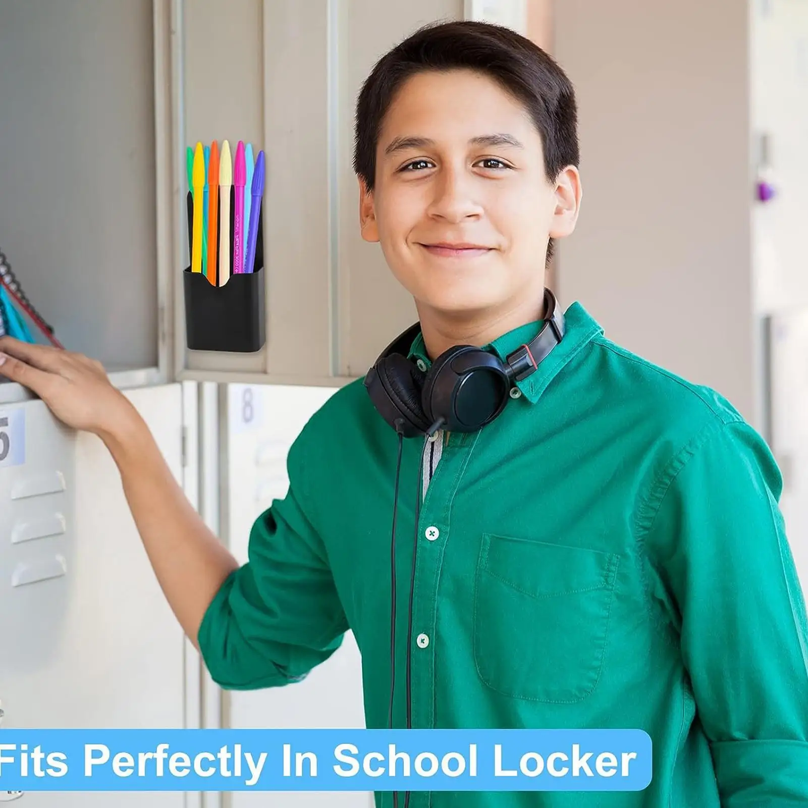 Magnetic Pencil Cup Locker Organizer Fridge Pen Holder With Strong Magnets Dry Erase Marker Storage Holder for home