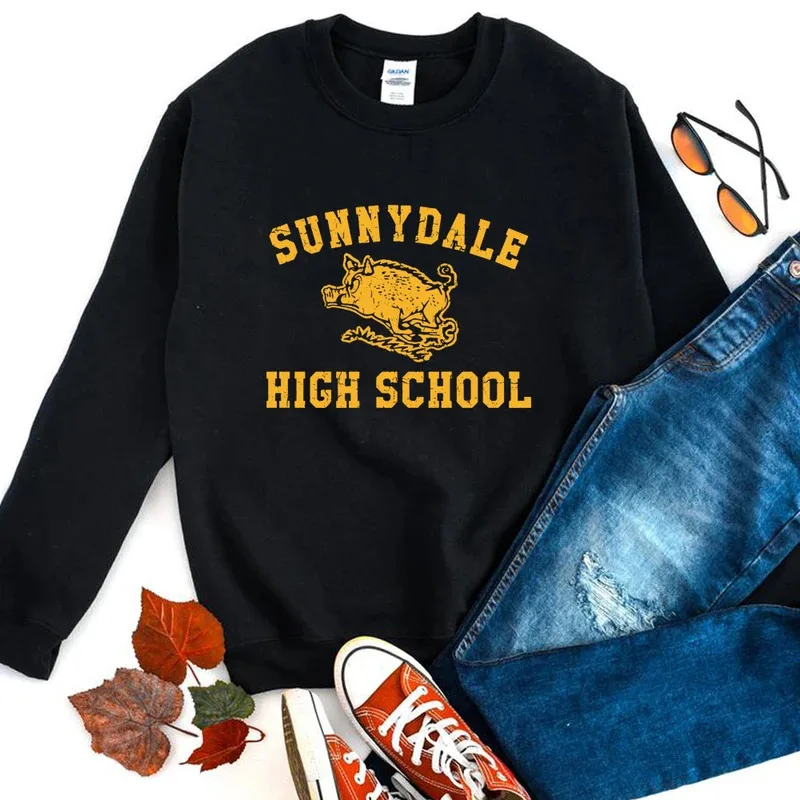 DY20Sunnydale 고등학교 스웨트 셔츠 버피 뱀파이어 슬레이어 후드 버피 스쿨 풀오버 Tv 쇼 영감을받은 크루 넥 스웨트 셔츠