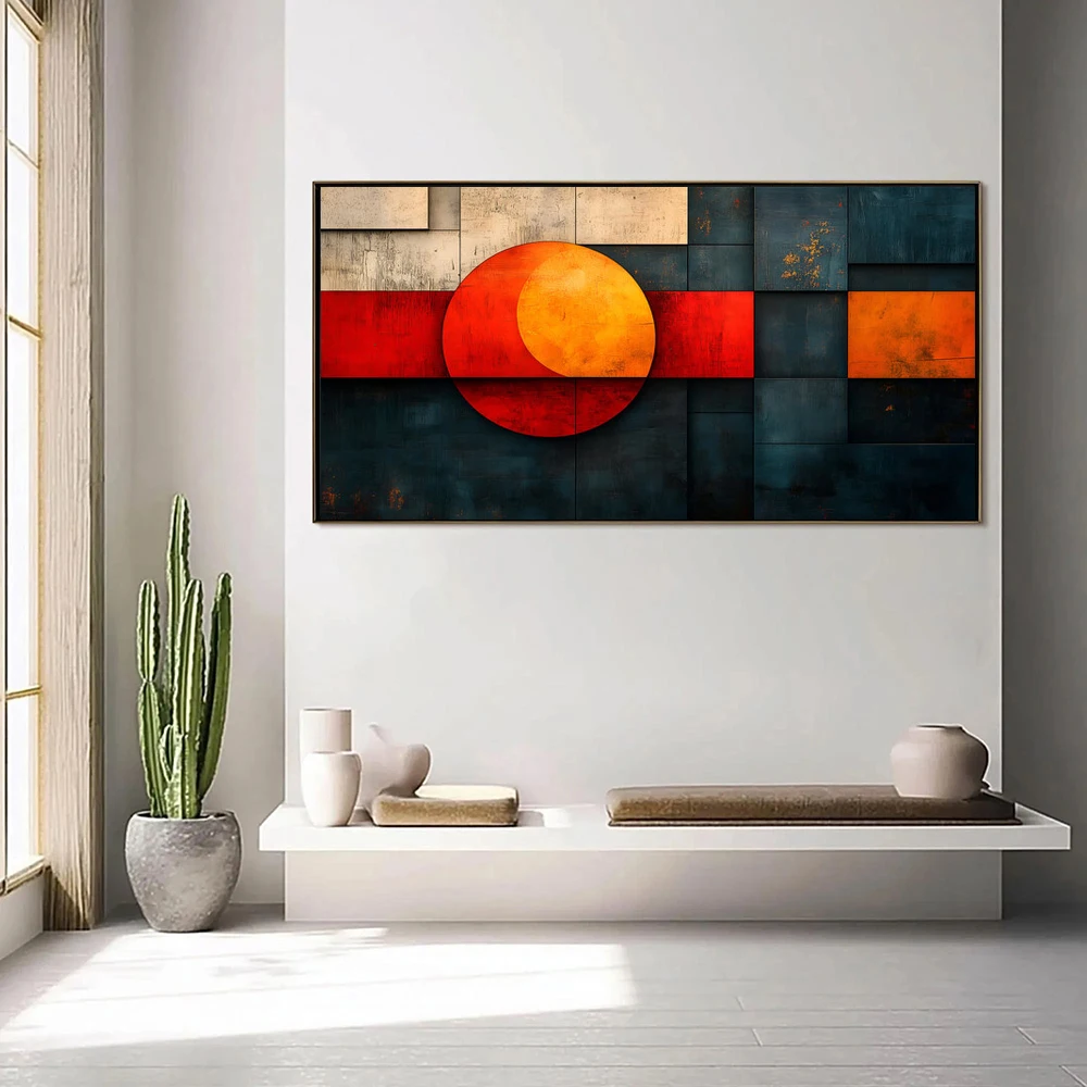 2D Flat, Minimalist Unframed Canvas Print, Japandi Abstract Minimalism Geometric Wall Art, Perfect for Decorating Bedroom in a M