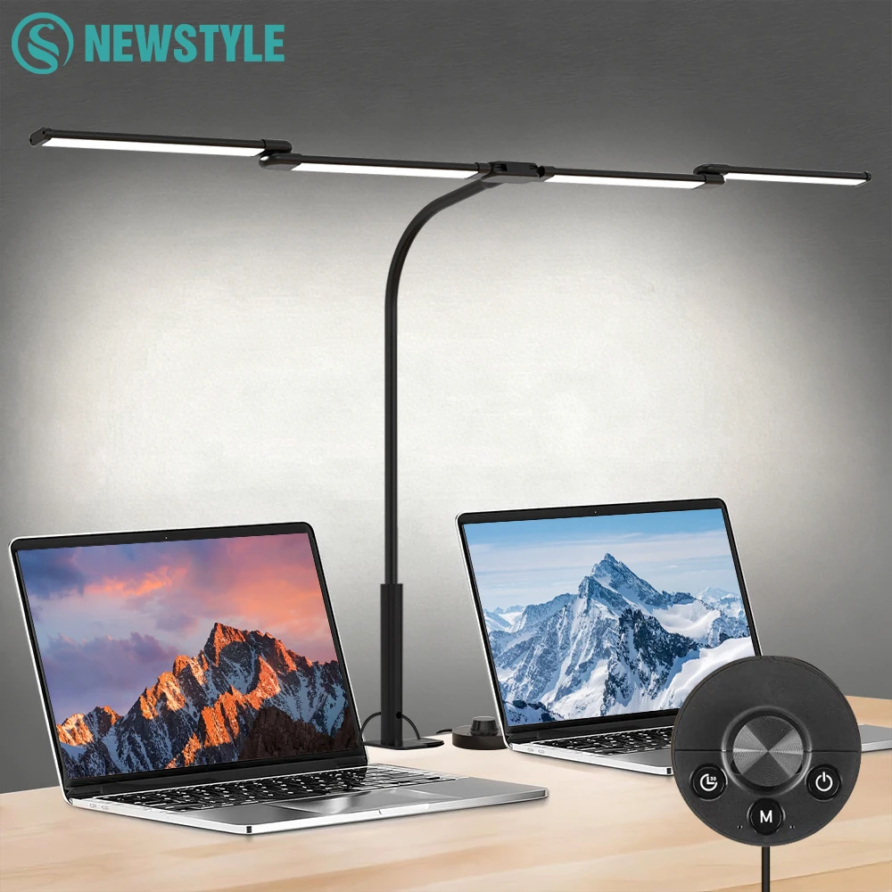 24W LED Ultra Helle Augenschonende Schreibtischlampe mit Desktop-Controller Stufenlose Dimmung 50 Dimmbare Lichtmodi 3000-6000K 2000LM 360° °   Flexible Schwanenhals-Clip-on-Schreibtischlampe für Büro