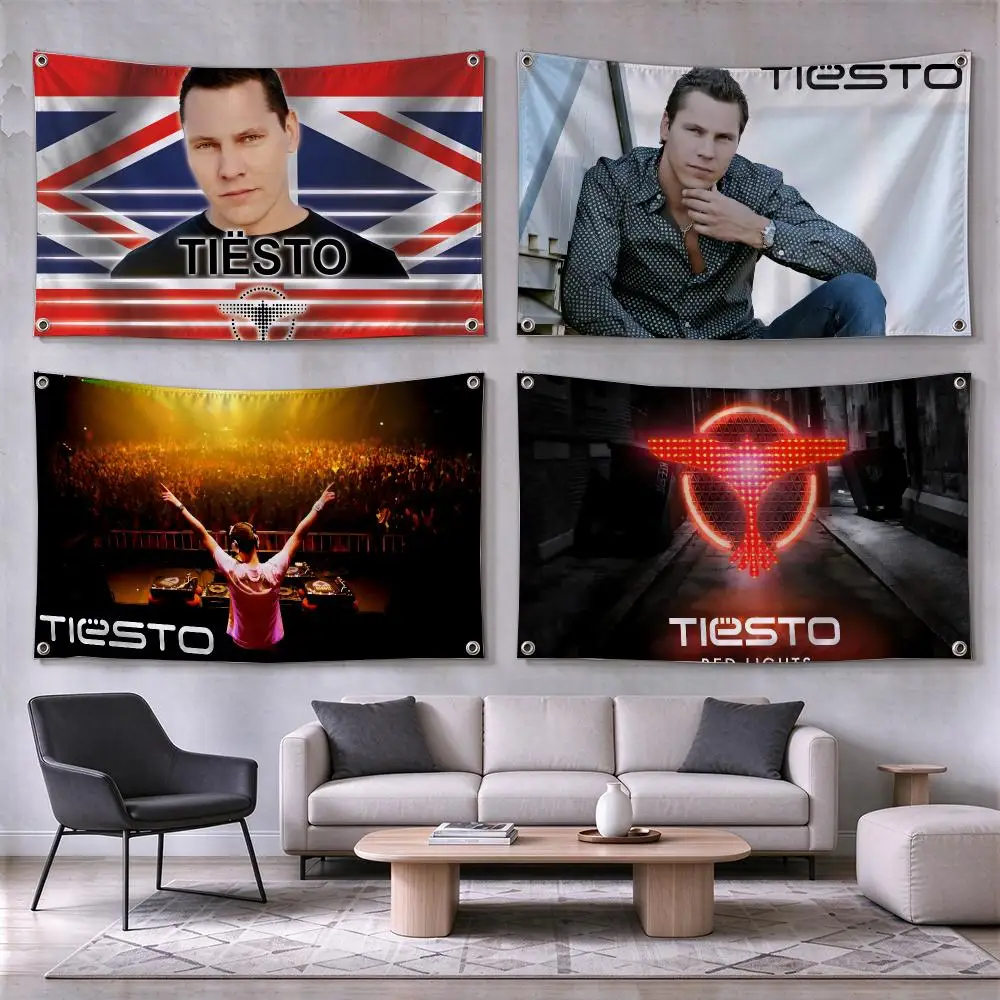 Tiesto EDM DJ Music Legend Flags Wall Hanging for Outdoor Camping, Family Celebrations & Garden Home Decor Gift