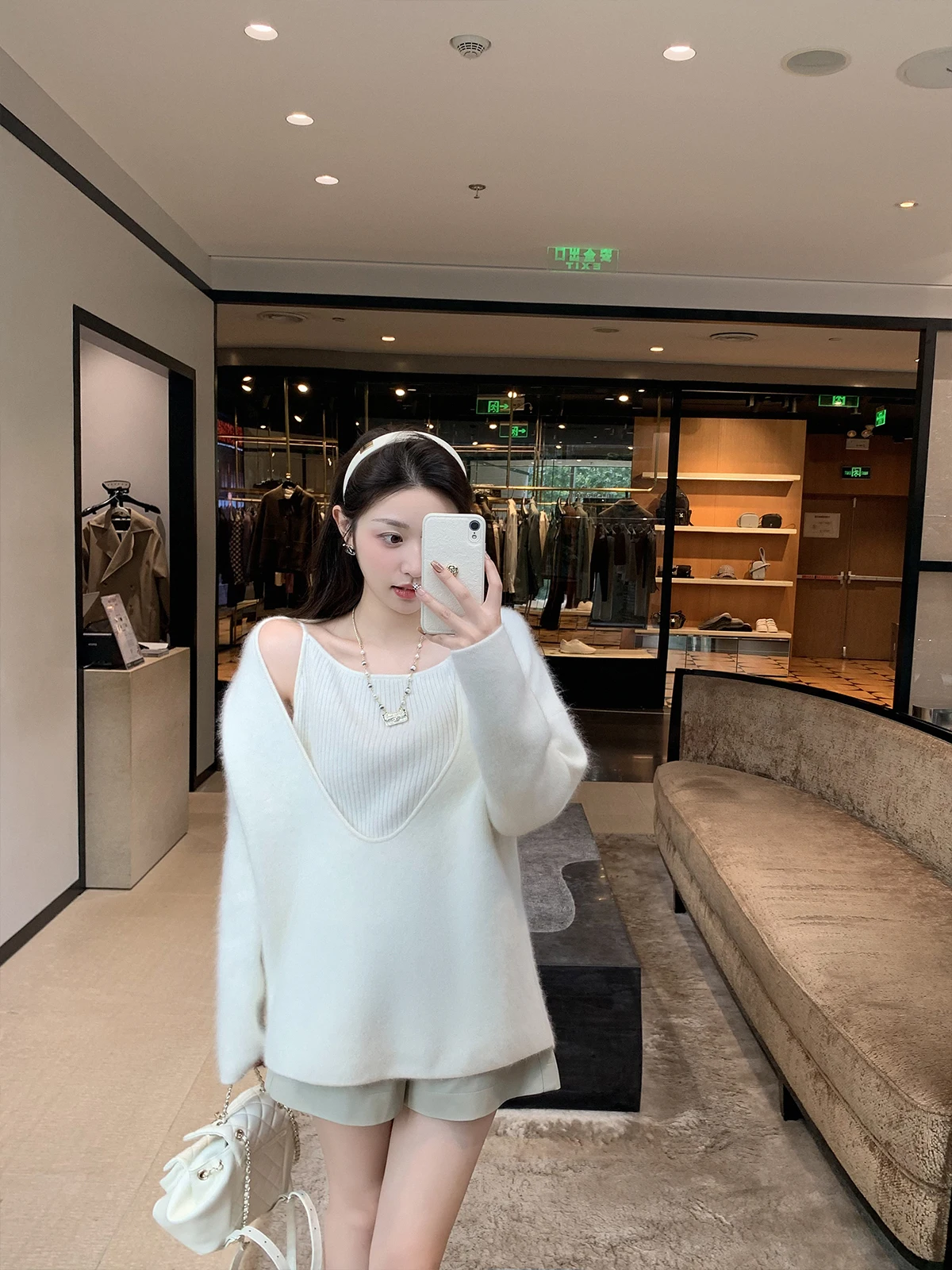 

Cchen Chench "Cry Icing" Soft Faux Two-Piece Knitwear Loose Women's Spring Design Long Sve Mid-Length Thiened Woolen ...