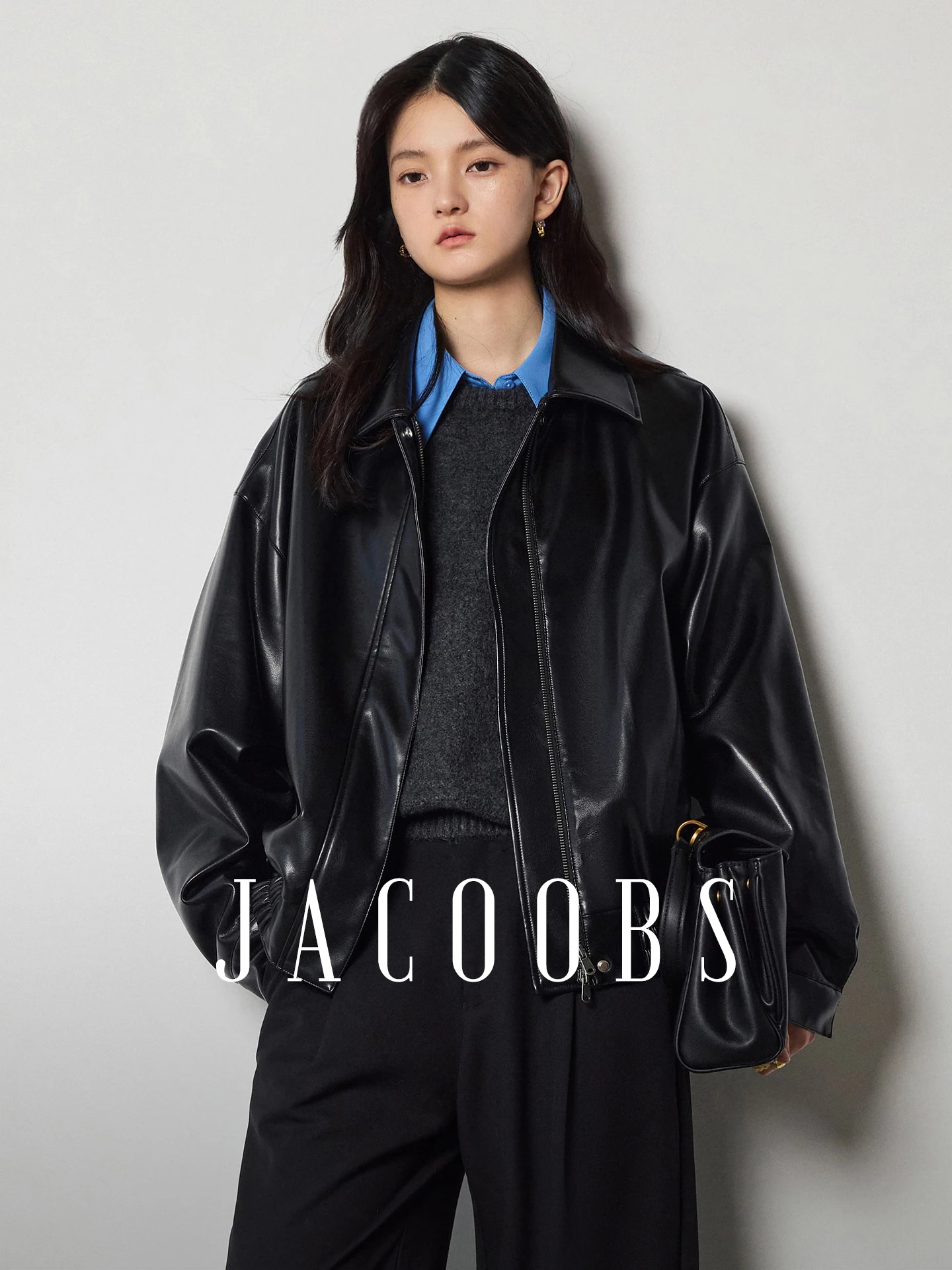 

Yake Home Sweet Cool Girl Black Leather Jacket Women's Spring Autumn Vintage Loose Motorcycle Short Coat Top for Girls