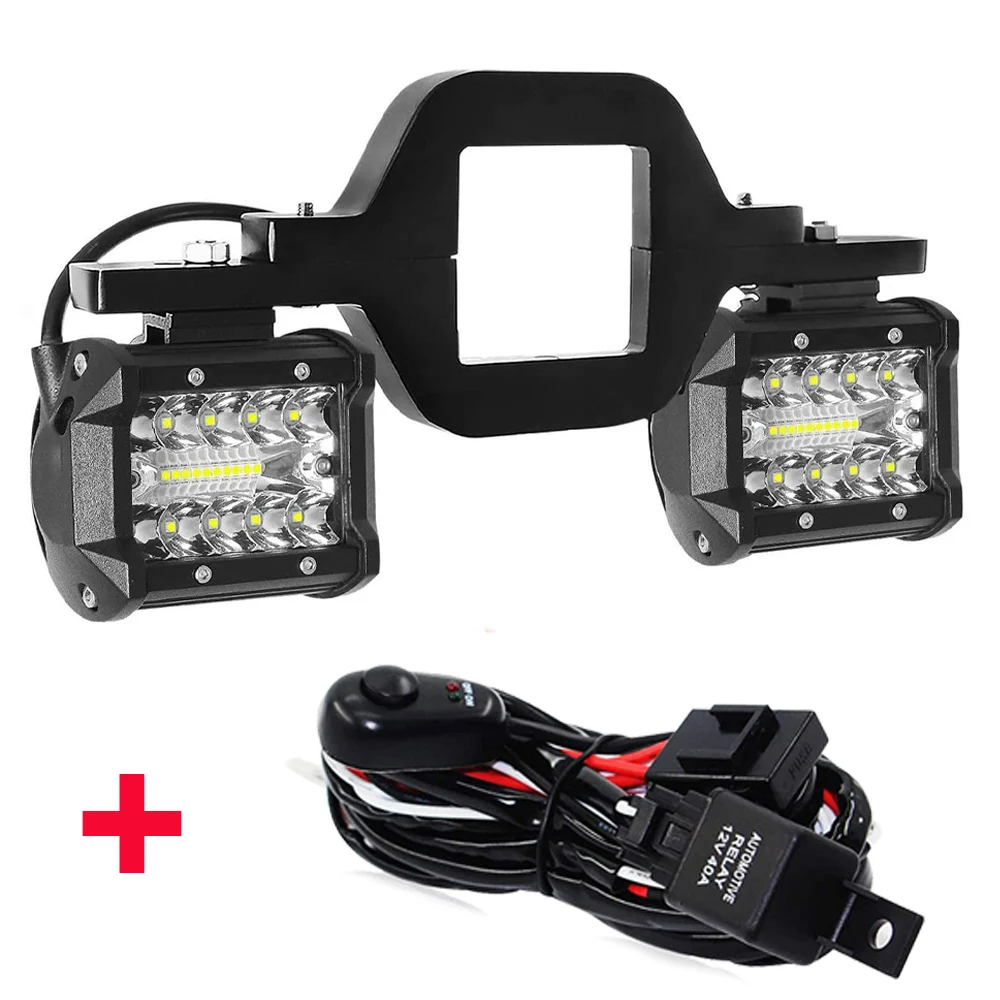 Universele Auto Trekhaak Haak Beugel met 4 \'\'60 W LED Werklamp Mistlamp Houder Achter Backup voor Offroad Auto Vrachtwagen Trailer