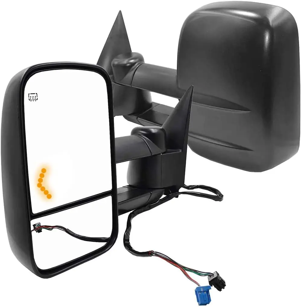 For Chevy/GMC/Cadillac Towing, Steel Material, Chrome Color, Telescoping with Arrow Signal Light