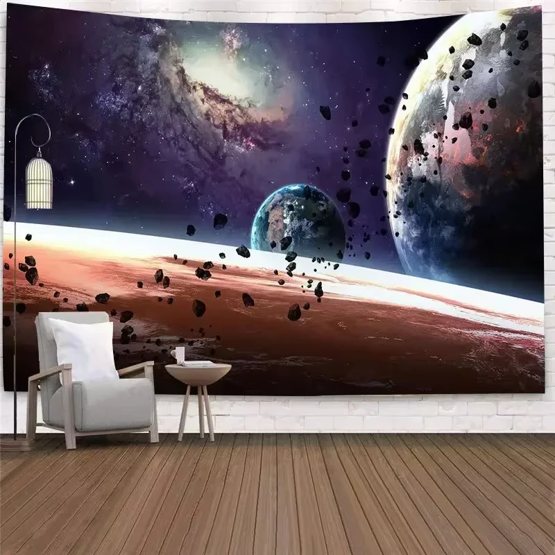 غامض الكون السماء المرصعة بالنجوم الفضاء تريبي الجدار الشنق مخدر ستار المفروشات لغرفة النوم قماش صوفي السجاد نسيج المنزل
