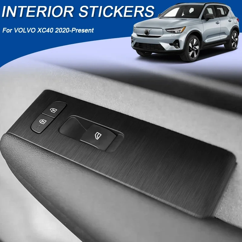 Car Carbon Interior Sticker For VOLVO XC40 2020-Present LHD Auto Window Lifting Panel Decal Gear Door Protective Film Accessory