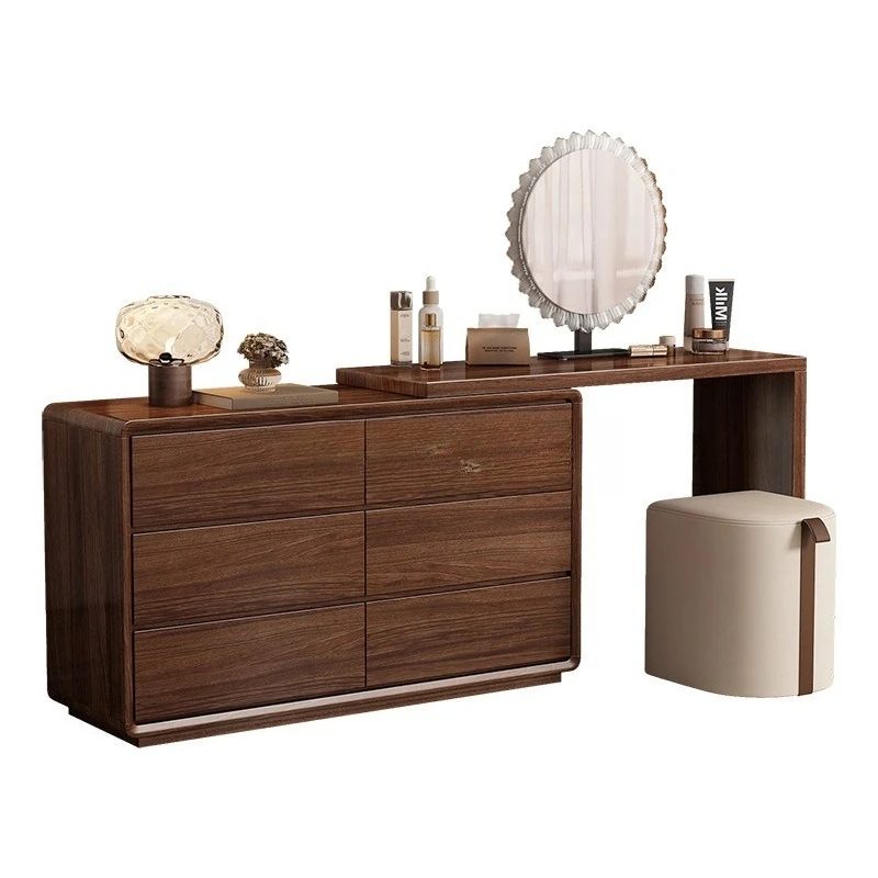 

chest integrated dresser bedroom modern simple solid wood retractable cosmetic table small apartment multi-functional