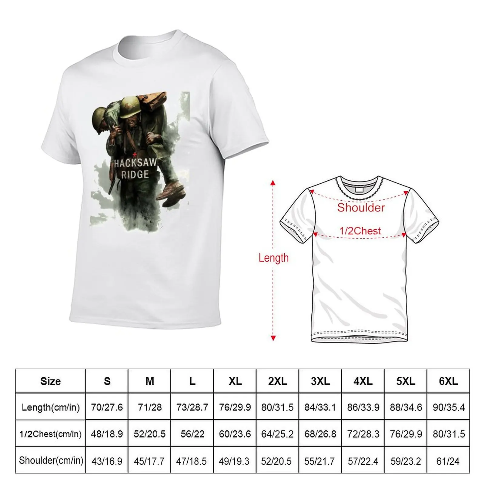 Hayleyart Custom Sticker of Hacksaw Ridge hy01 T-Shirt Soft Casual Short Sleeve Cotton Tee