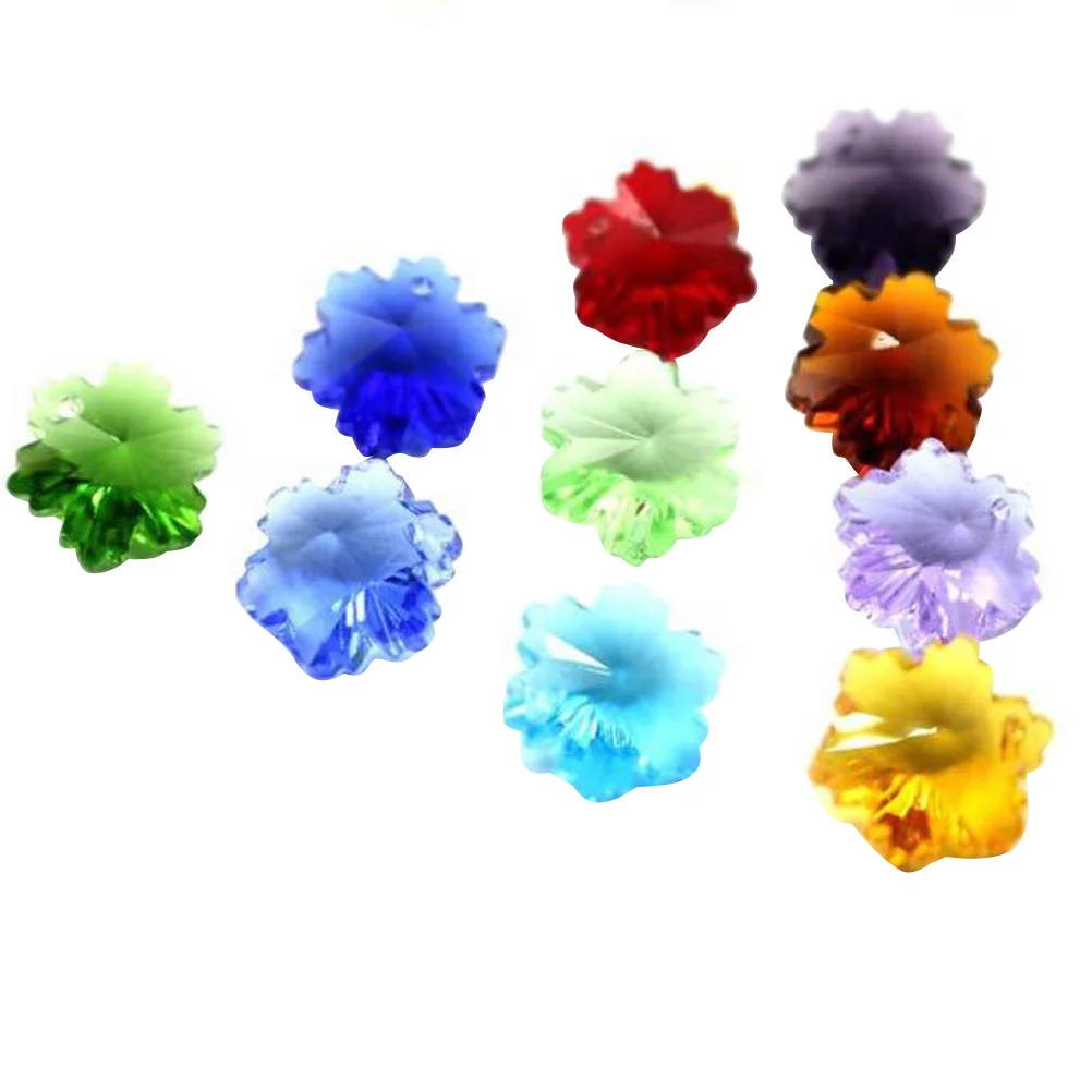 

20Pcs Crystal Glass Snowflake Charms 14mm Transparent Colorful Single Hole DIY Earrings Pendants Jewelry Making Christmas
