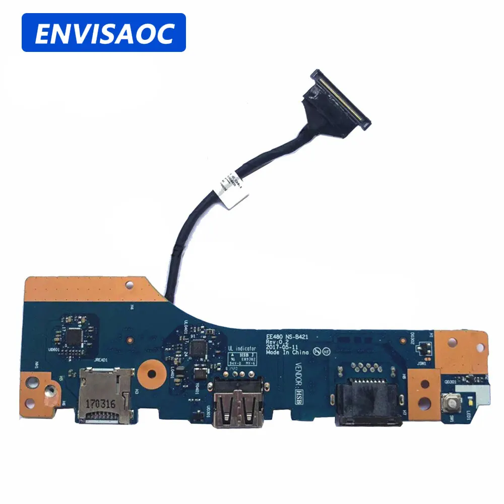 For Lenovo ThinkPad E480 E485 R480 Laptop I/O RJ45 USB Jack Port Switch Power Button Board Cable Repairing EE480 NS-B421 01LW175