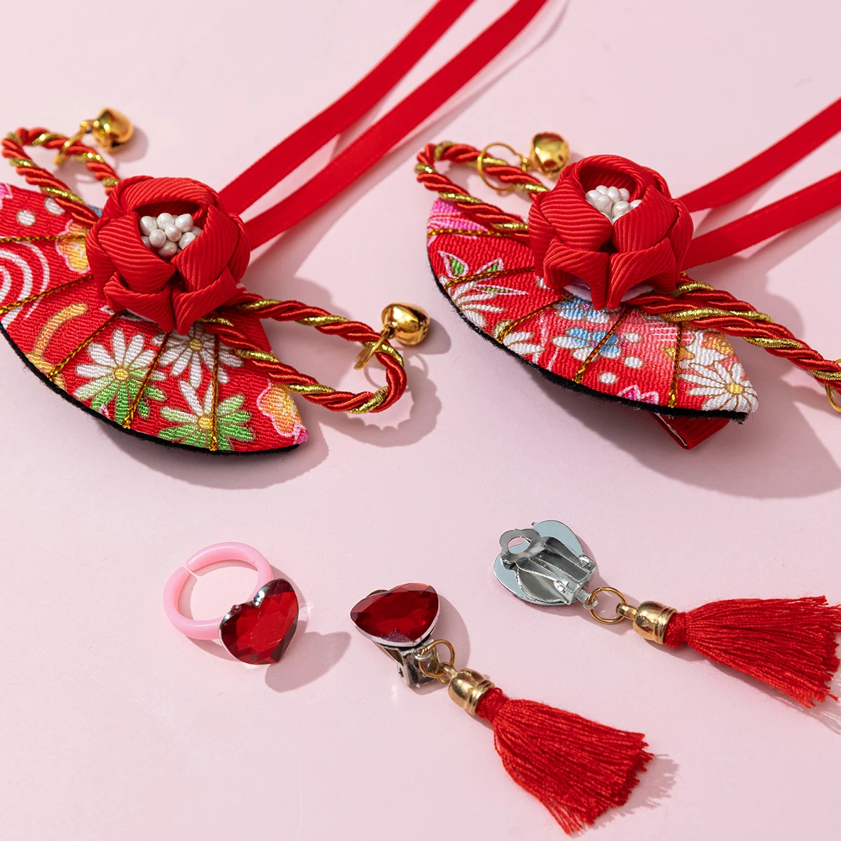 5PCS Chinese Style Spring Festival Headwear Girl Hanfu Hairpin Clip Ancient Hair Accessories Fairy Tassel Flowers Hair Accessory