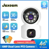 SIM Card 4G Camera Indoor Dual Lens Mini IP Camera 3K 6MP WIFI Wireless Security Night Vision Camara Video Surveillance V380 Pro