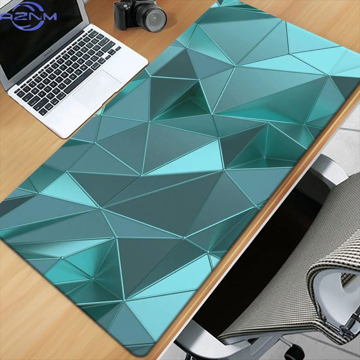 1pc a Blue Polygon Design High-Definition Printed Pad for Desks, a Multifunctional XXL Mousepad, Suitable for Gaming Keyboards A