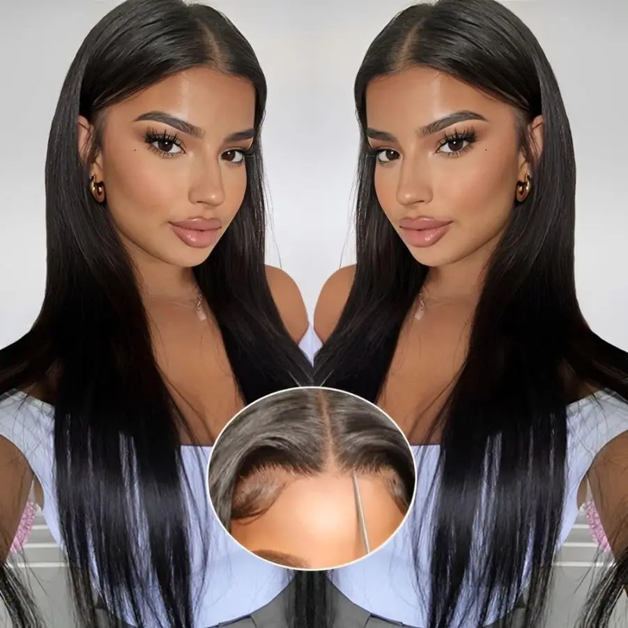 34Inch 250% Bone Straight Glueless Wig Human Hair Ready To Wear PreCut HD Lace Front Human Hair Wig 5x6 Lace Closure Wig On Sale