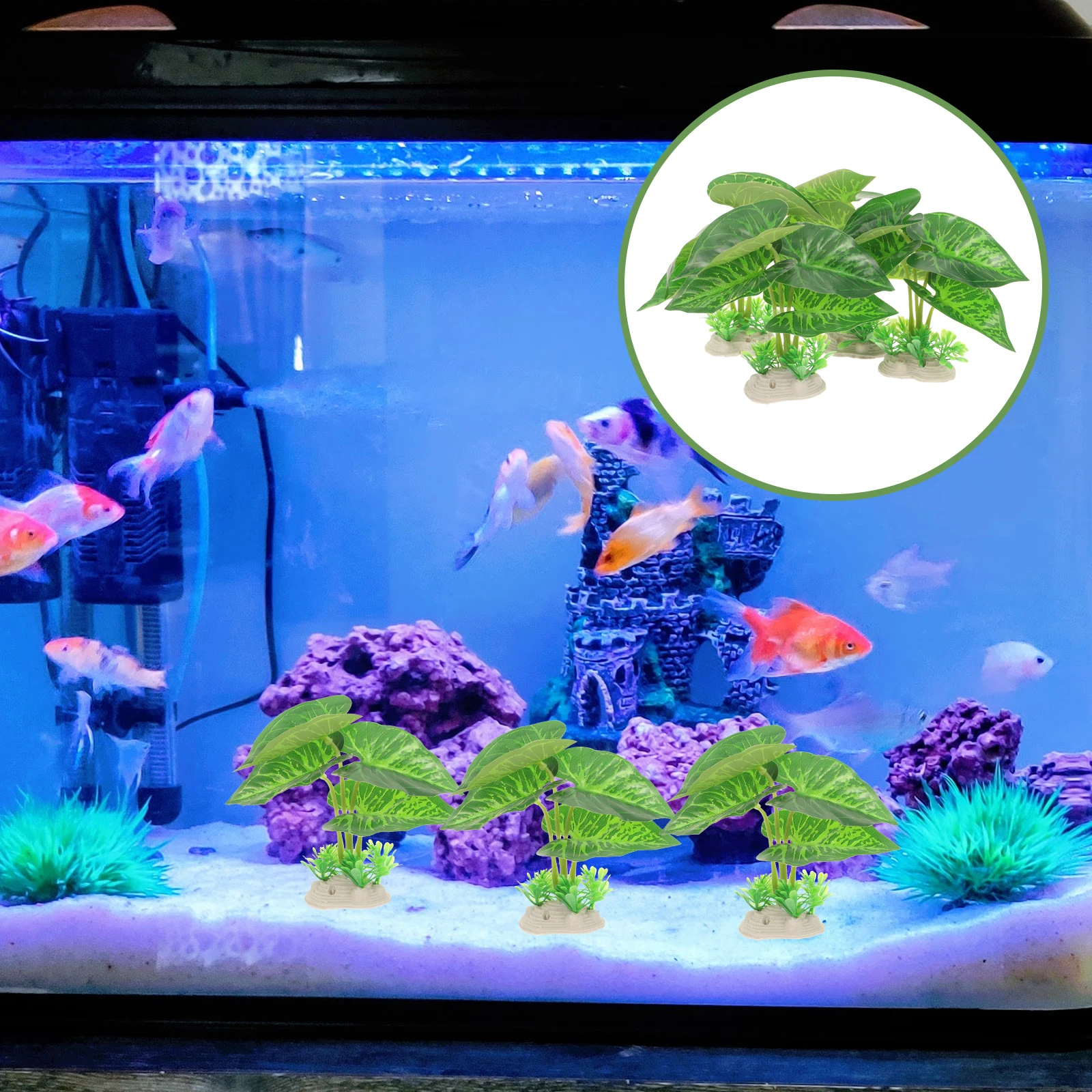 

4pcs Realistic Fake Aquatic Plants Fish Tank Aquarium Decoration Resistant Lifelike Simulation Plastic Aquarium