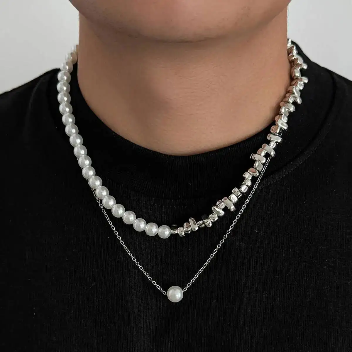 Lacteo الاتجاه الإبداعية تقليد اللؤلؤ قلادة المختنق قلادة فريدة من نوعها غير النظامية CCB مطرز قلادة حفلة مجوهرات يومية هدية 2026 #1